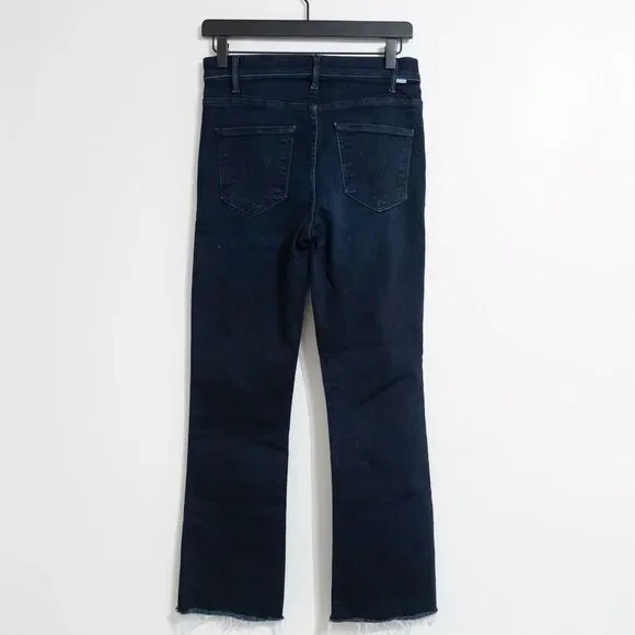 Mother Denim Hustler Fray Flare Jeans Howling at the Disco Ball Dark Wash 27 - Picture 9 of 12
